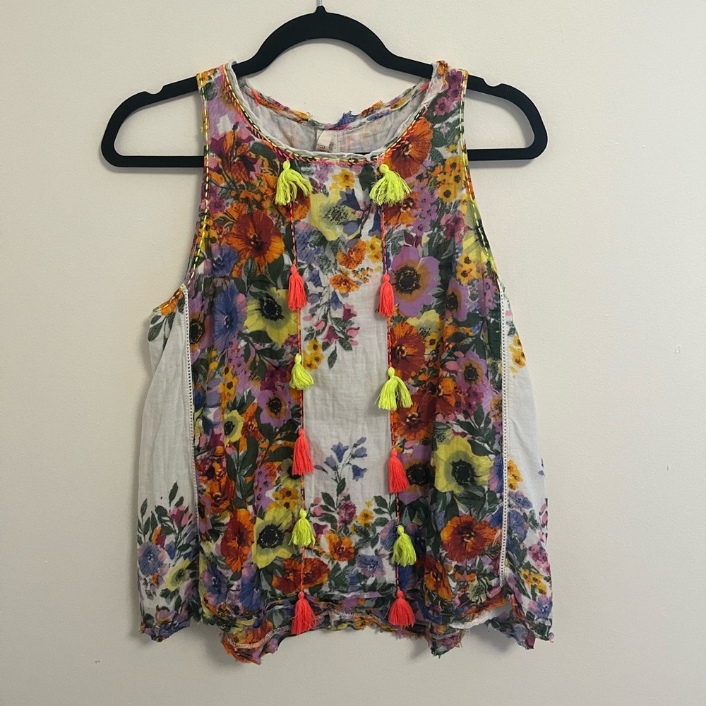 Anthro. RAGA Floral Swing Sleeveless Blouse, XS - Picture 9 of 11